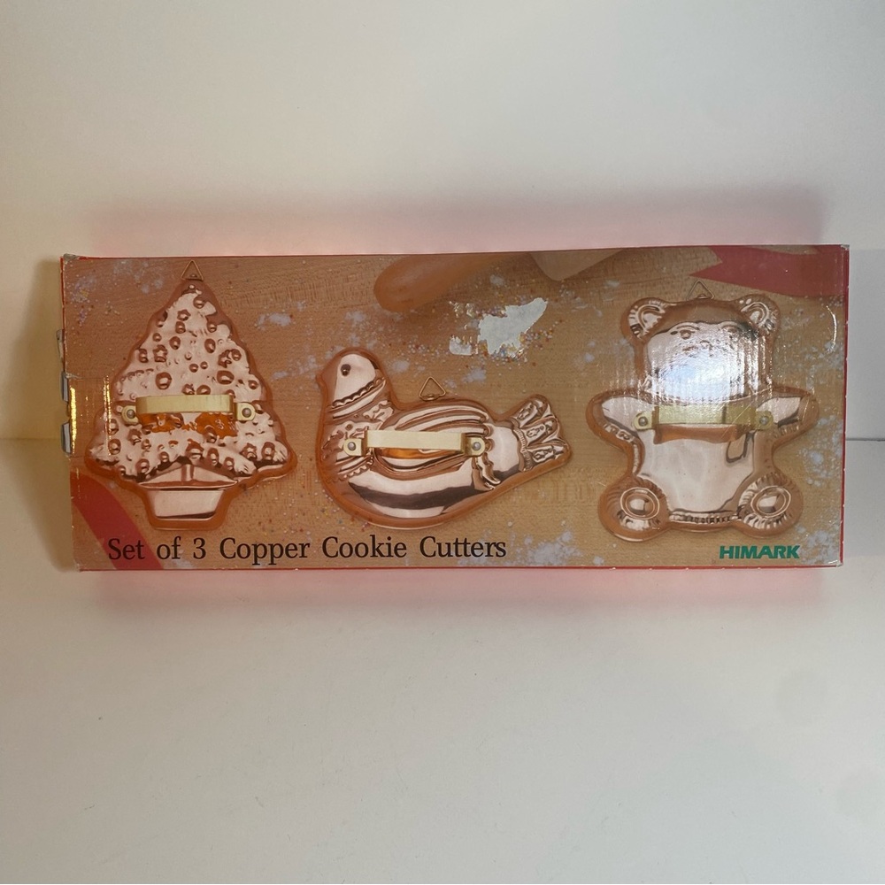 Himark 5” Holiday Copper Cookie Cutters Set Of 3 Bear Bird Tree Made In Portugal